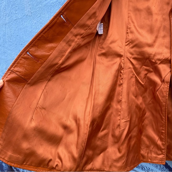 Vintage 60s Ms. Pioneer leather and snakeskin jacket, orange brown, pockets, Sm - Picture 9 of 16